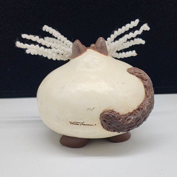 1997 Ceramic Cat Figure With Curly Whiskers 5.5" Tall Enesco Vicki Thomas - Picture 8 of 9